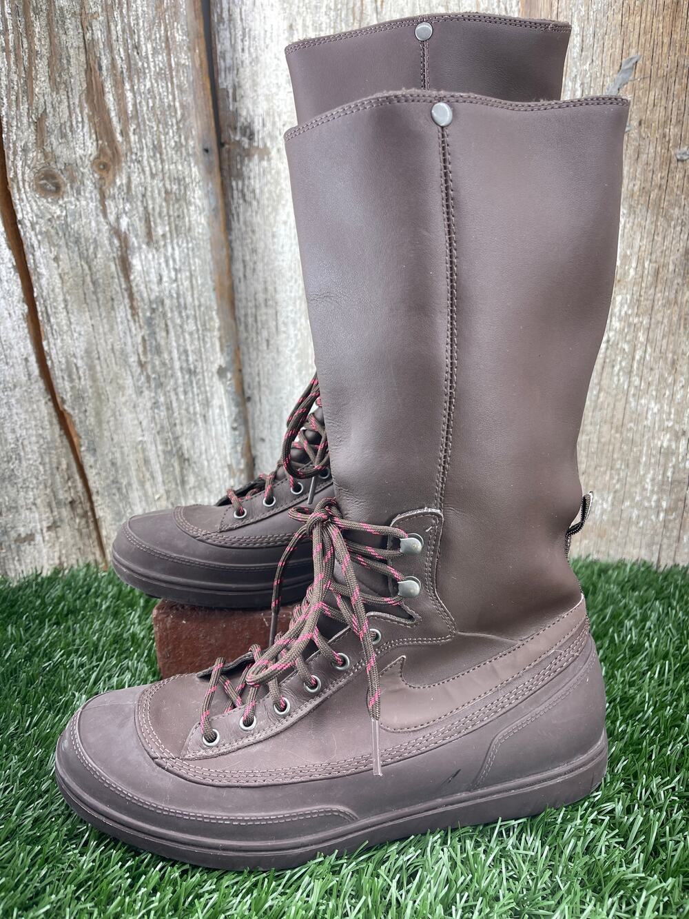 Nike Storm Warrior Rain Boots Brown Fleece Lined Lace-Up Boot Women's 7